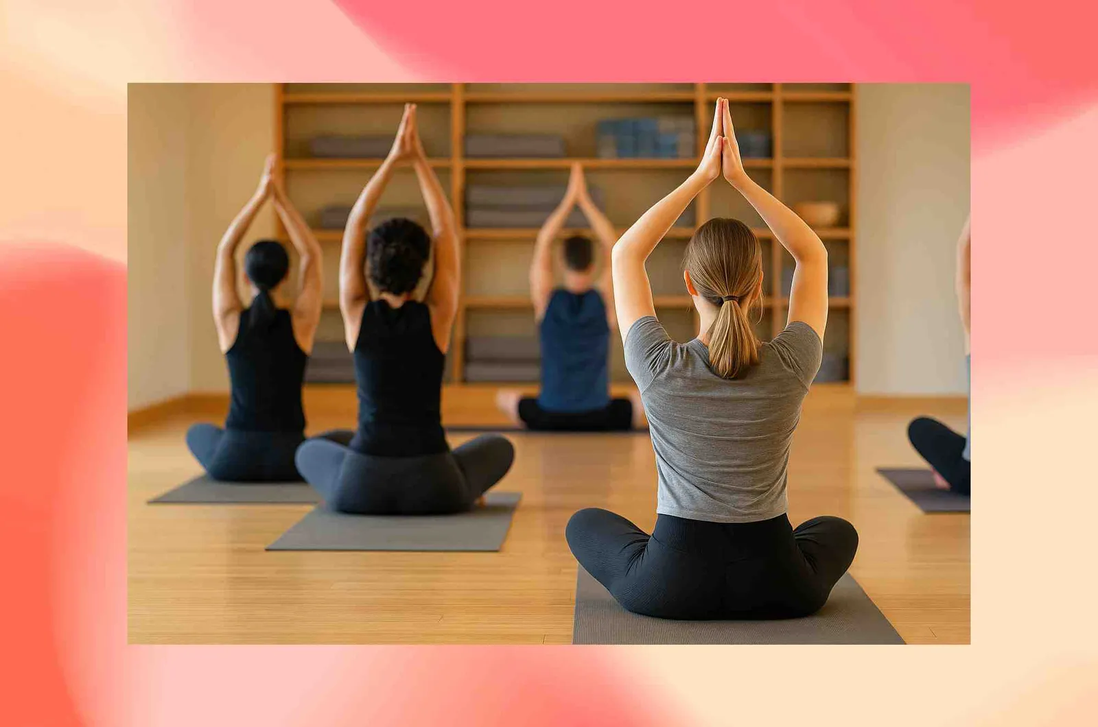 A group yoga class in a studio